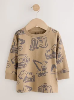 Next - Lot de 3 t-shirts imprimés graphiques à manches longues (3mois-7ans) Noir/Marron Digger Best