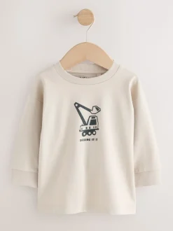 Next - Lot de 3 t-shirts imprimés graphiques à manches longues (3mois-7ans) Noir/Marron Digger Best