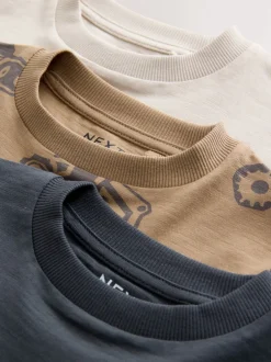 Next - Lot de 3 t-shirts imprimés graphiques à manches longues (3mois-7ans) Noir/Marron Digger Best