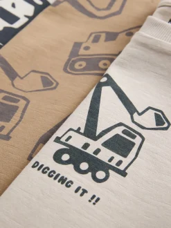 Next - Lot de 3 t-shirts imprimés graphiques à manches longues (3mois-7ans) Noir/Marron Digger Best