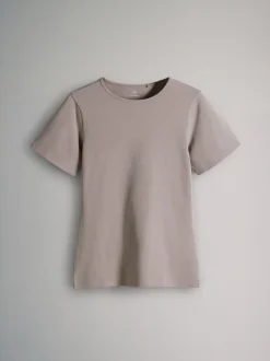 The Set Noir/marron/neutre/nude/blanc - lot de 5 t-shirts ajustés à col ras du cou à manches courtes Online