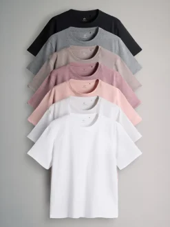 The Set Noir/marron/taupe/rose/rose clair/Cream/blanc - lot de 7 t-shirts essentiels Online
