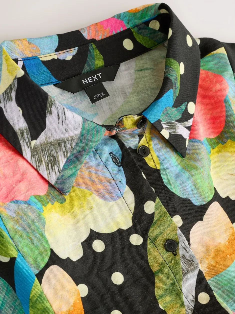 Next Noir/Multicolore Fleuri - Robe chemise mi-longue à manches longues Best