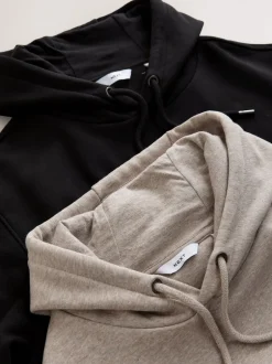 Next Noir/Neutre - Lot de 2 sweats à capuche en jersey riche en coton New
