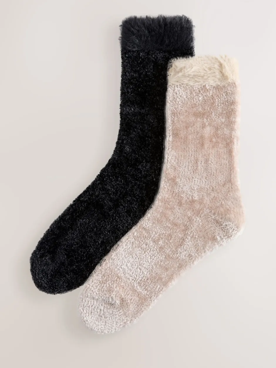 Next Noir/Neutre - Paquet de chaussettes Velvet Cosy 2 New