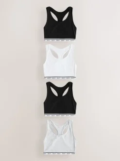 Next Noir/Noir/Gris/Blanc - Lot de 4 soutiens-gorge courts à logo en Coton Ultimate Comfort Discount