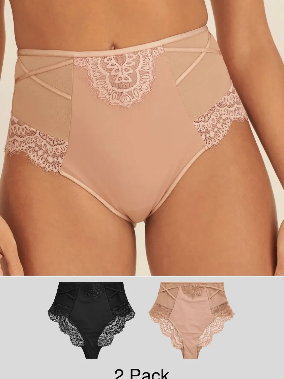 Next Noir/Nu - Culotte en dentelle avec contrôle de l'abdomen 2 Pack Hot