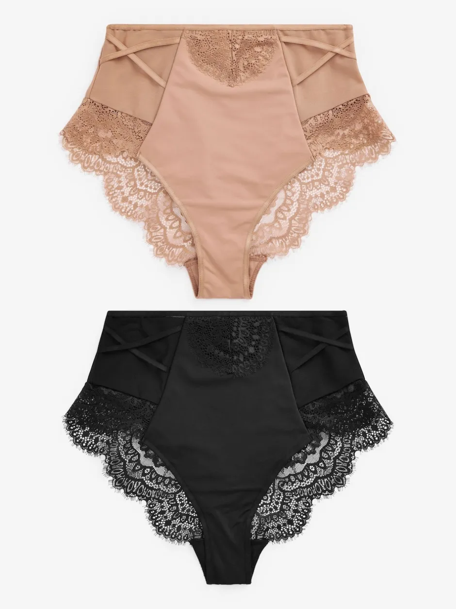 Next Noir/Nu - Culotte en dentelle avec contrôle de l'abdomen 2 Pack Hot