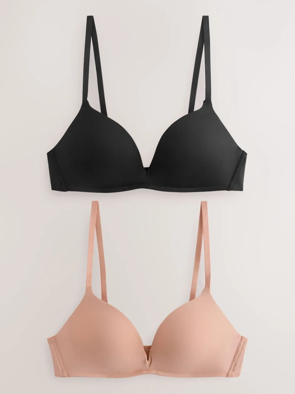 Next Noir/Praline Nude - Lot de 2 soutiens-gorge lissants sans armatures A-E push-up rembourrés Discount