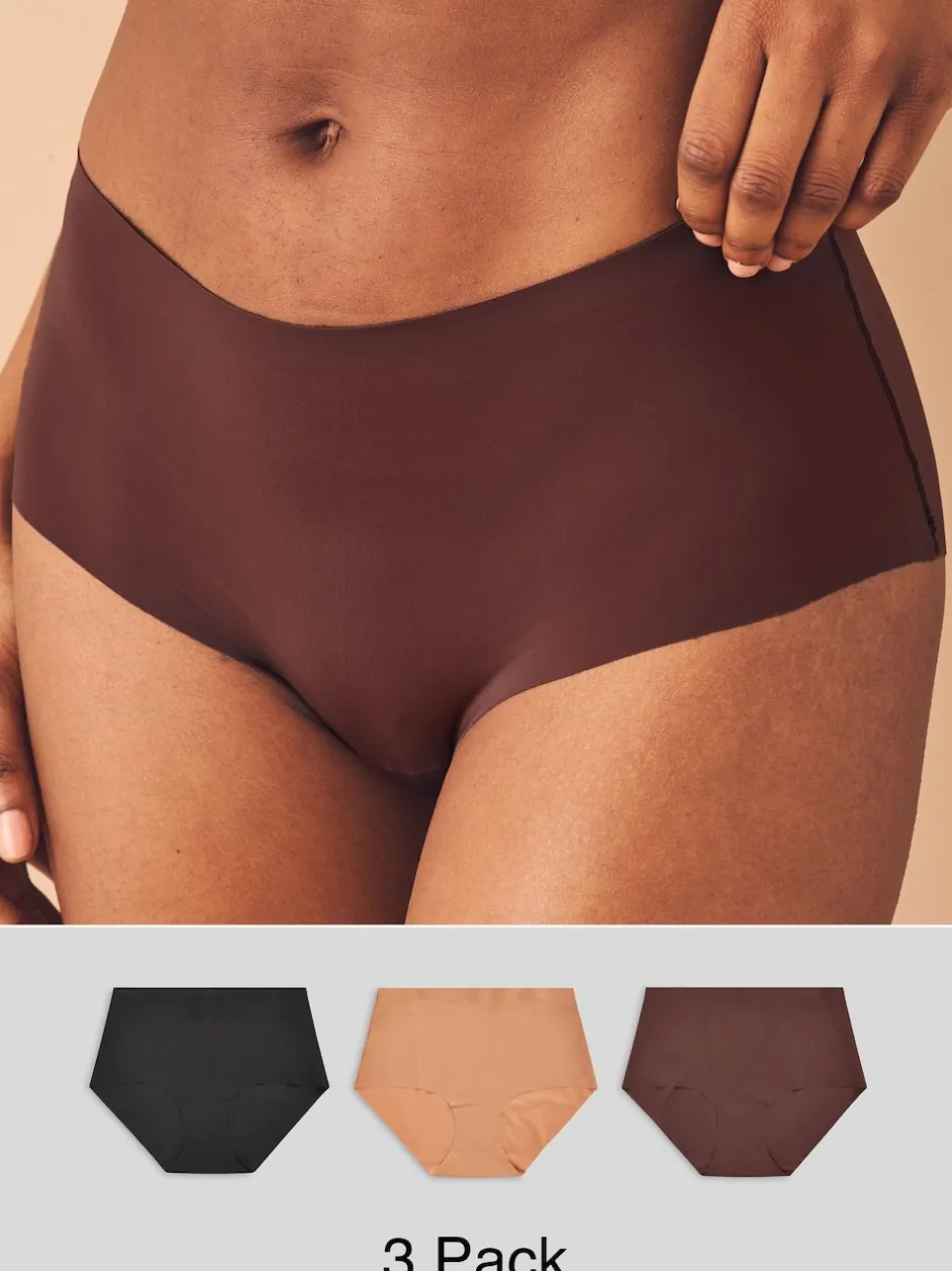 Next Noir/praline nude/chocolat nude - Lot 3 culottes invisibles et confortables Mi-long Sale