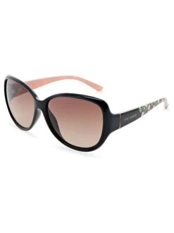 Ted Baker Noir/Rose - Lunettes de soleil femme oversize avec imprimé floral exclusif sur les branches Outlet