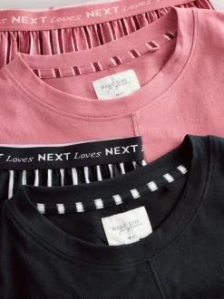 Next Noir/Rose Rayure - Ensemble de 2 pyjamas shorts Outlet