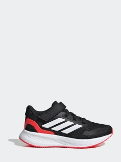 adidas - Baskets de course Runfalcon 5 à lacets élastiques pour enfant Noir/Rouge