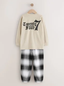 Next - Lot de 2 pyjamas en tissu à carreaux à manches longues (3-16ans) Noir/Rouge/Beige Sable Offline Best