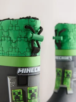 Next Noir/Vert - Bottes de pluie Minecraft à doublure chaude Clearance