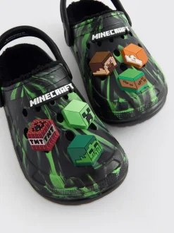 Next Noir/Vert - Sabots chaussons doublés chauds Minecraft Hot