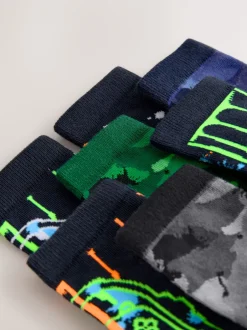 Next - Paquet de chaussettes en coton riche 7 Noir/Vert Drippy Gamer