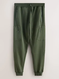 Next Noir/vert kaki - Lot de 2 joggings cargos coupe ajustée à dos brosse utilitaire Best