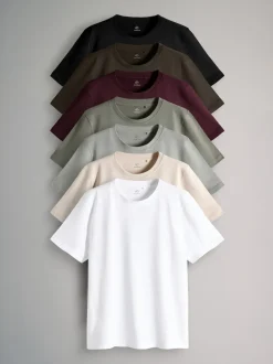 The Set Noir/vert/rouge/blanc - lot de 7 t-shirts en coton à manches courtes Outlet
