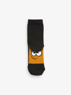 Next - Paquet de chaussettes en coton riche 7 Noir/visages lumineux Hot