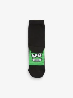 Next - Paquet de chaussettes en coton riche 7 Noir/visages lumineux Hot