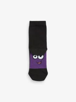 Next - Paquet de chaussettes en coton riche 7 Noir/visages lumineux Hot