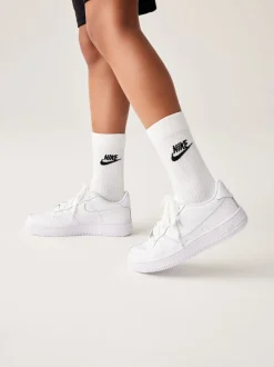 Nike - Youth Air Force 1 Trainers Nouveau Blanc Sale