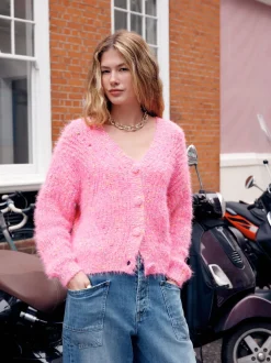 Next Néppy rose vif - Cardigan Texture duveteux à col en V Hot