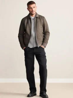 Next Nubuck marron - Veste en cuir signature à col Best