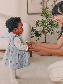 Next - Ensemble body et collants à manches longues en velours côtelé pour bébé (0mois-2ans) Nœud bleu Sale