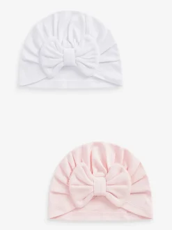 Next Nœud grandes Rose/Blanc - Lot de 2 turbans pour bébés (0-18mois) Sale