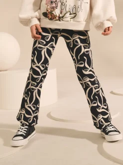 Next - Leggings évasés à côtes (3-16ans) Nœud noir/blanc Sale