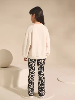 Next - Leggings évasés à côtes (3-16ans) Nœud noir/blanc Sale