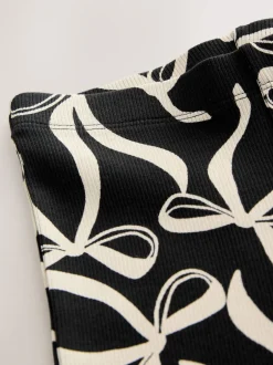 Next - Leggings évasés à côtes (3-16ans) Nœud noir/blanc Sale