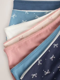 Next Nœuds bleus - Culotte en coton riche 7 Pack Jambe haute taille haute Clearance