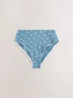 Next Nœuds bleus - Culotte en coton riche 7 Pack Jambe haute taille haute Clearance