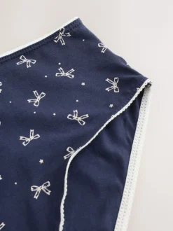 Next Nœuds bleus - Culotte en coton riche 7 Pack Jambe haute taille haute Clearance