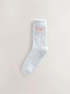 Next Nœuds rose/gris - Lot de 4 paires de chaussettes douillettes