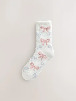 Next Nœuds rose/gris - Lot de 4 paires de chaussettes douillettes