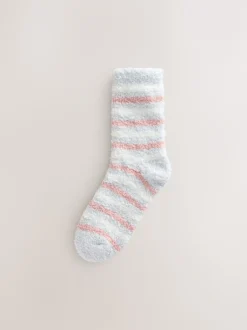 Next Nœuds rose/gris - Lot de 4 paires de chaussettes douillettes