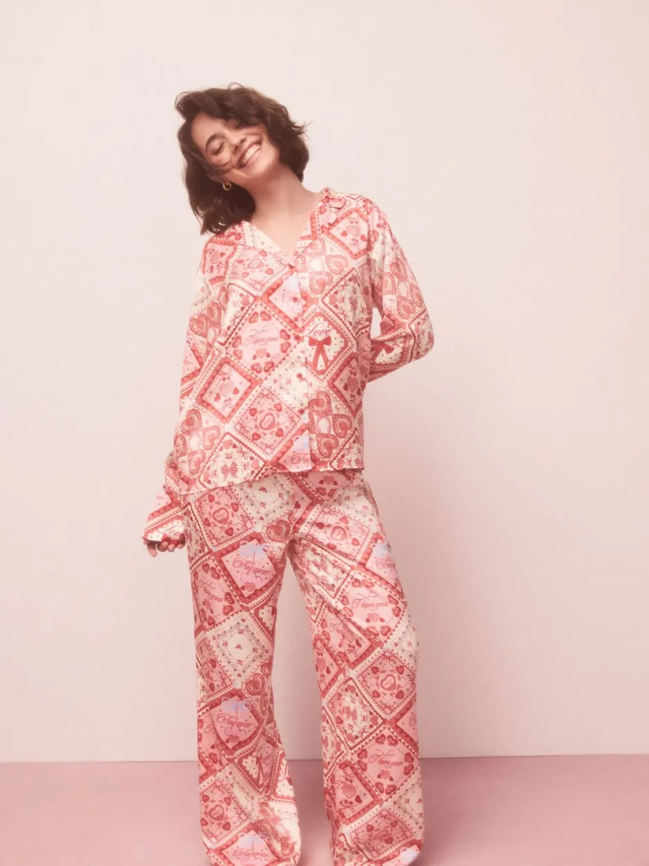 Next Nœuds roses - Pyjama boutonné en satin Online