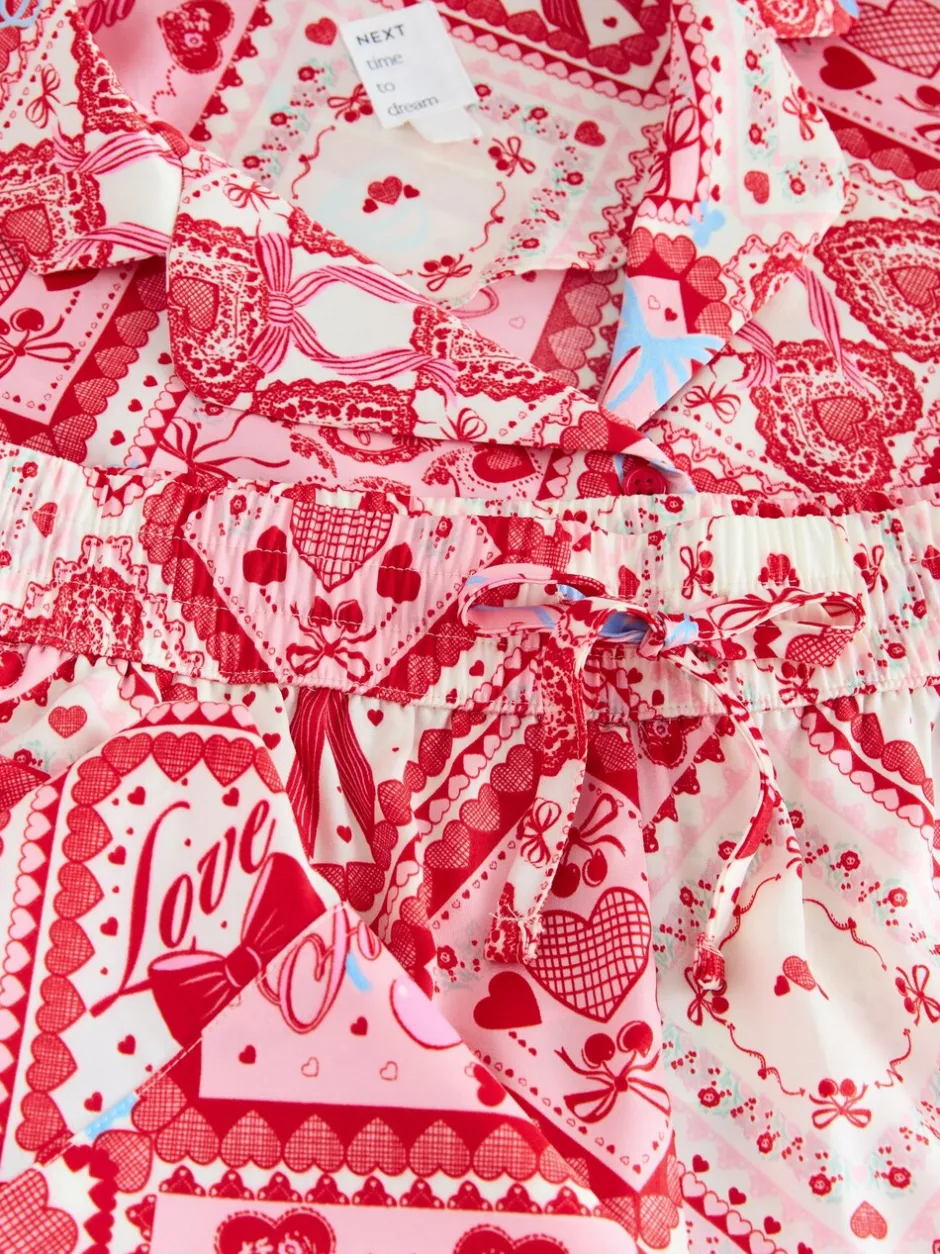 Next Nœuds roses - Pyjama boutonné en satin Online