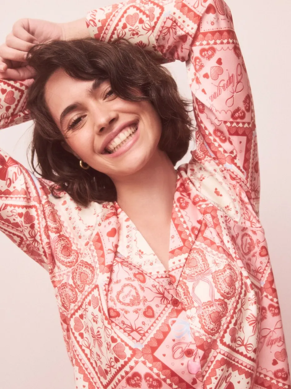 Next Nœuds roses - Pyjama boutonné en satin Online