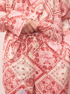 Next Nœuds roses - Pyjama boutonné en satin Online