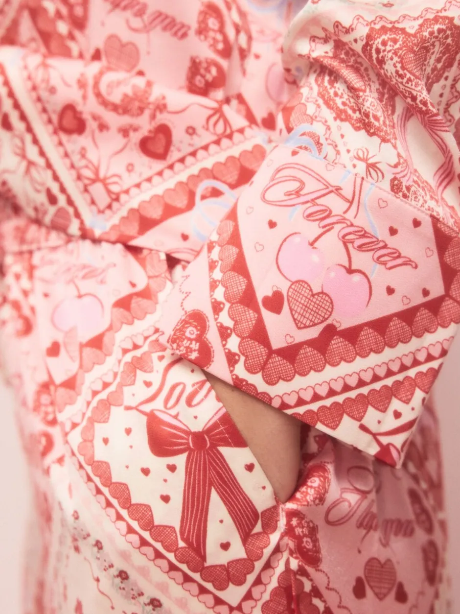 Next Nœuds roses - Pyjama boutonné en satin Online