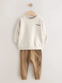 Next Off White écru - Ensemble sweat-shirt utilitaire et jogging super fin (3mths-7yrs) Sale