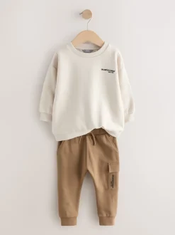 Next Off White écru - Ensemble sweat-shirt utilitaire et jogging super fin (3mths-7yrs) Sale