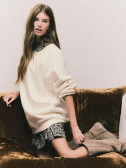 Next Off White écru - Sweat-shirt épais décontracté à Col rond Outlet