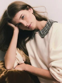 Next Off White écru - Sweat-shirt épais décontracté à Col rond Outlet