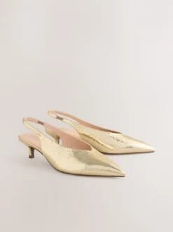 Next Or - Chaussures à talons chaton à bride arrière et bout pointu Clearance